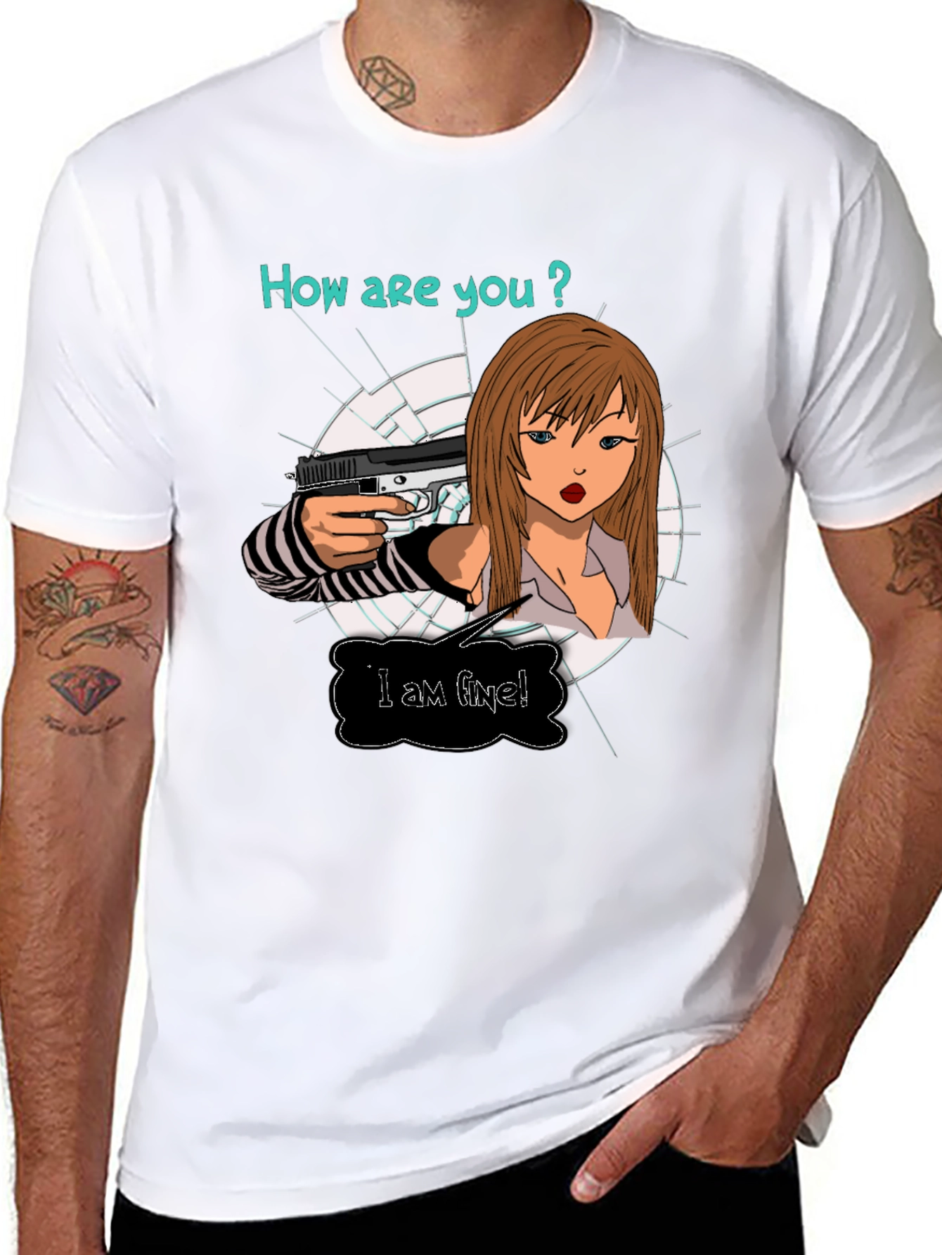 Edgy T-Shirt: How are you? Graphic Print