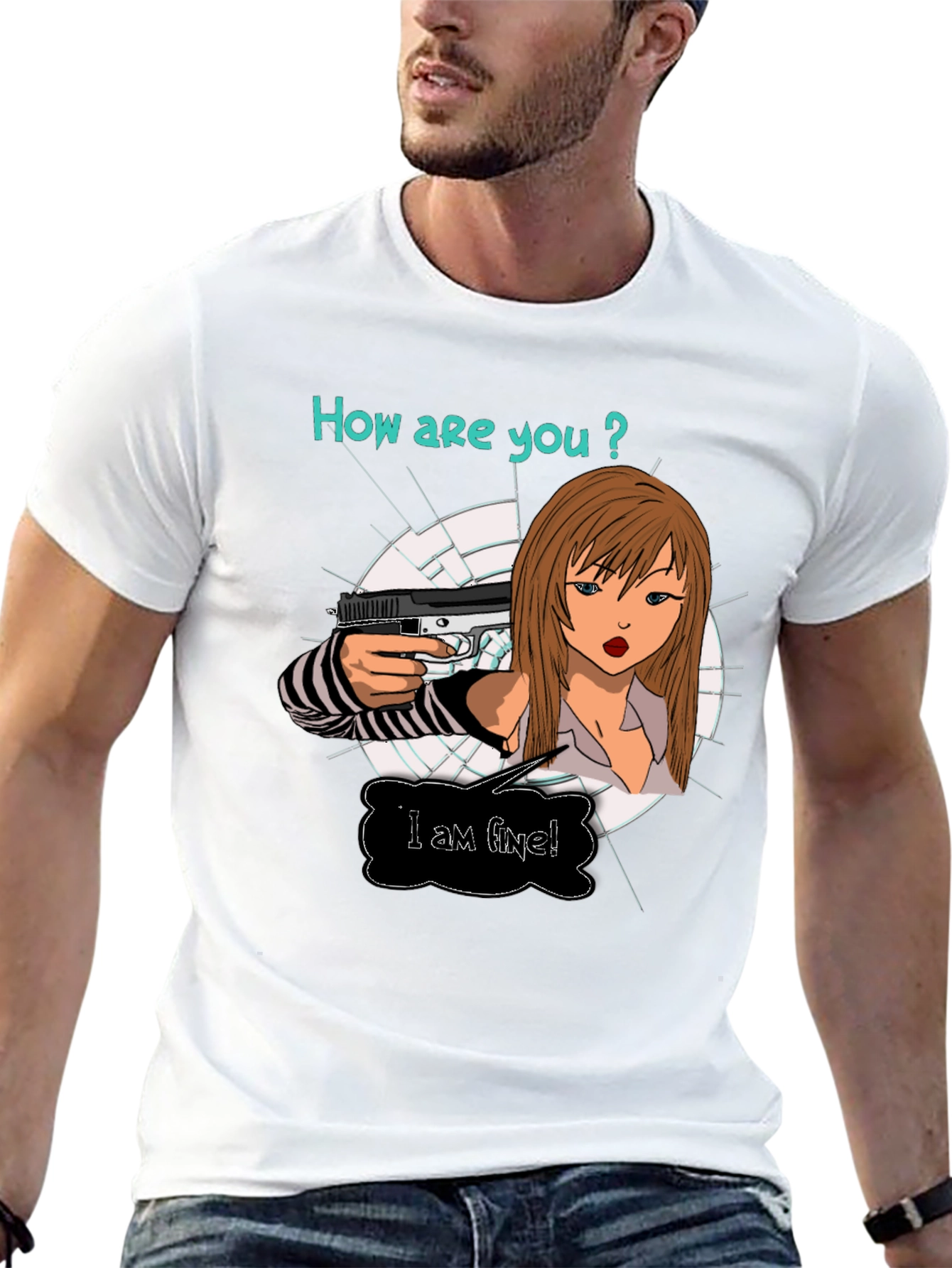 Edgy T-Shirt: How are you? Graphic Print