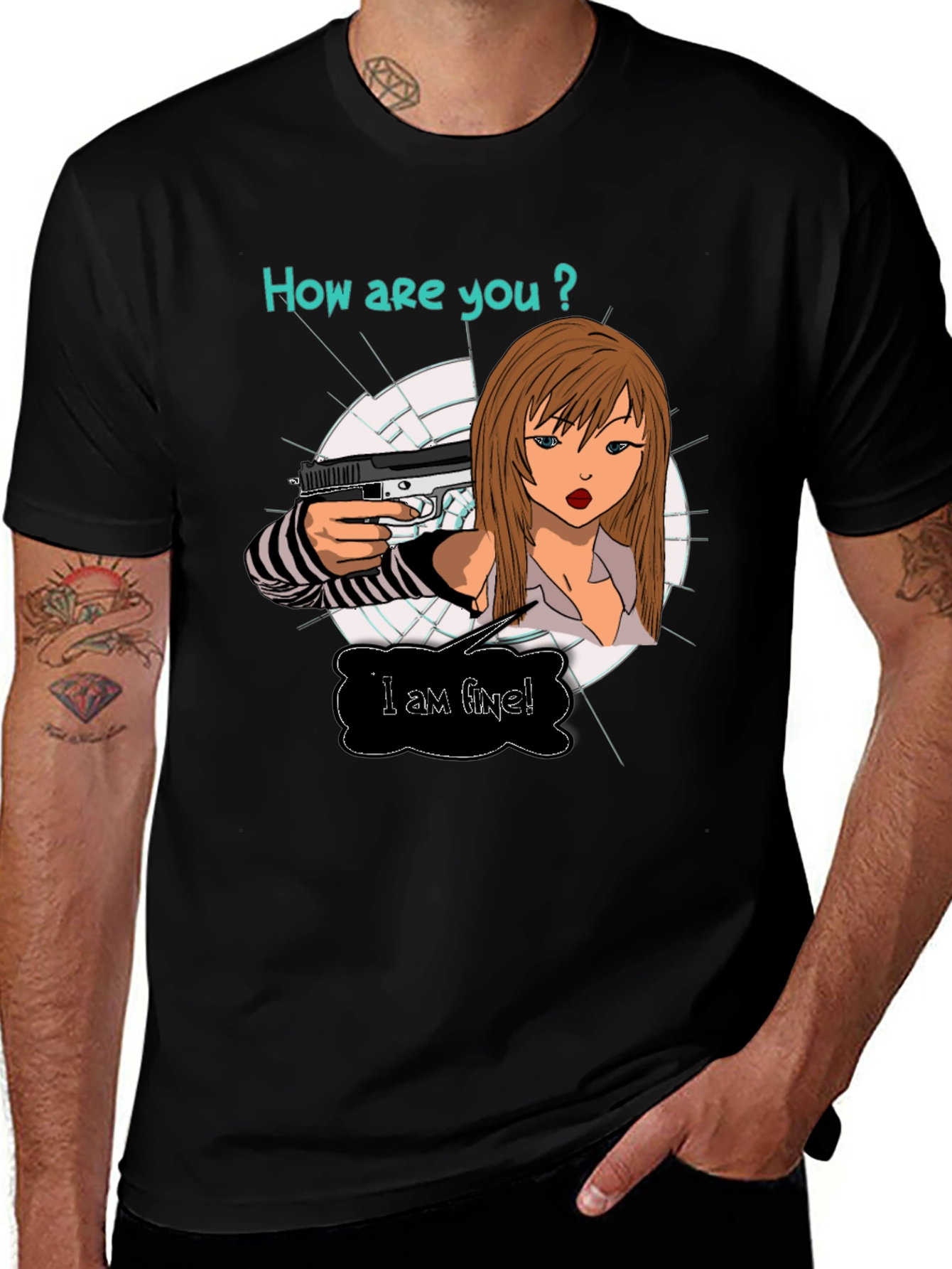 Edgy T-Shirt: How are you? Graphic Print