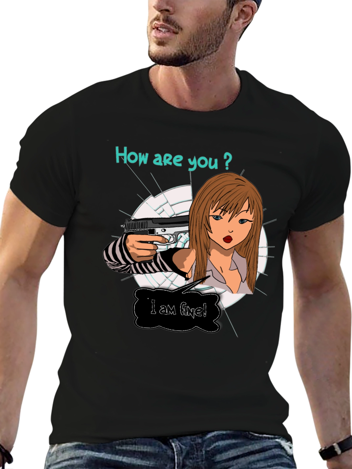 Edgy T-Shirt: How are you? Graphic Print