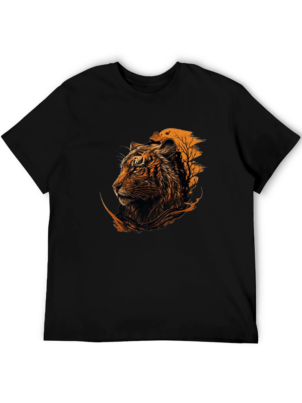 Tiger Graphic Print Black T-Shirt