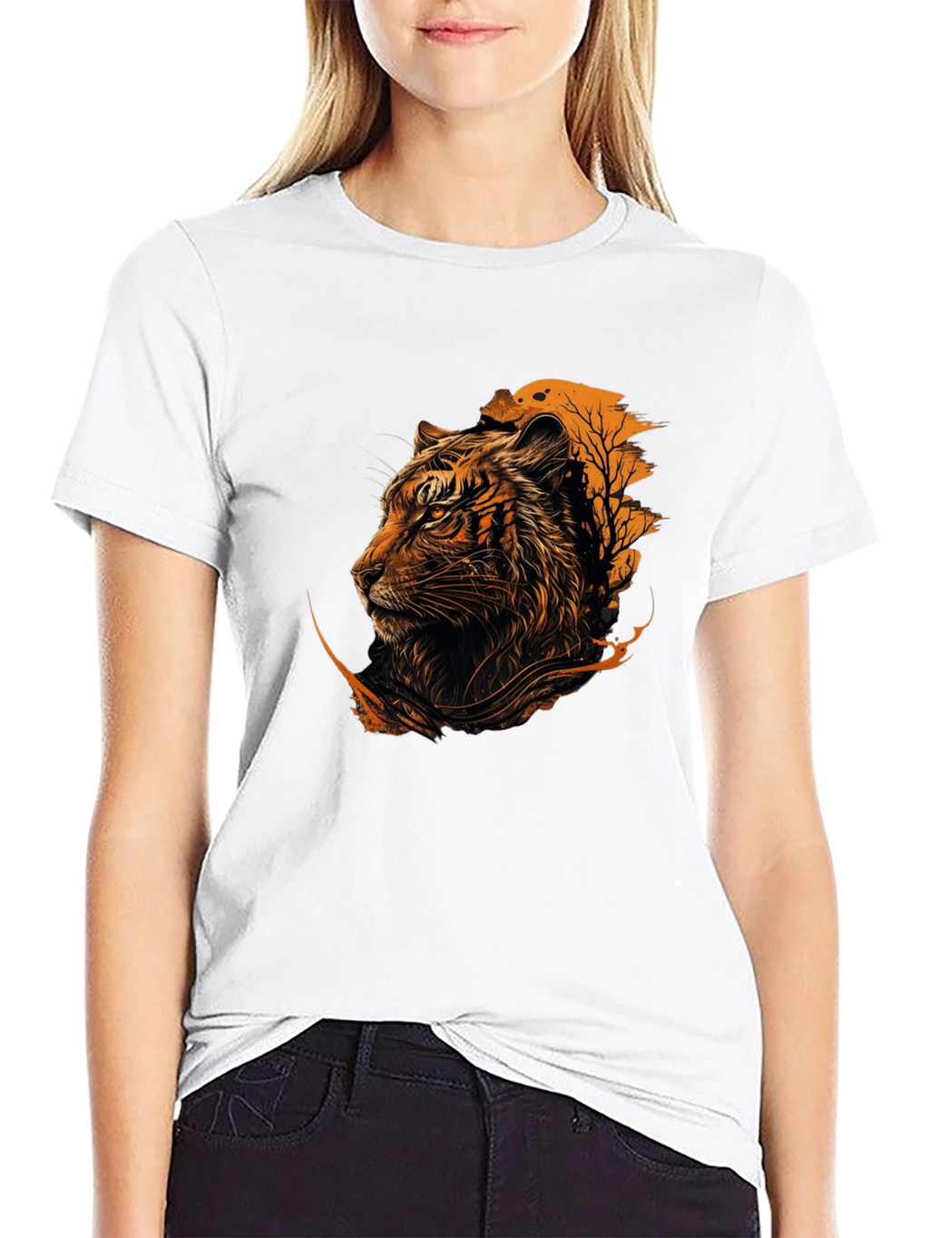 Tiger Graphic Print Black T-Shirt