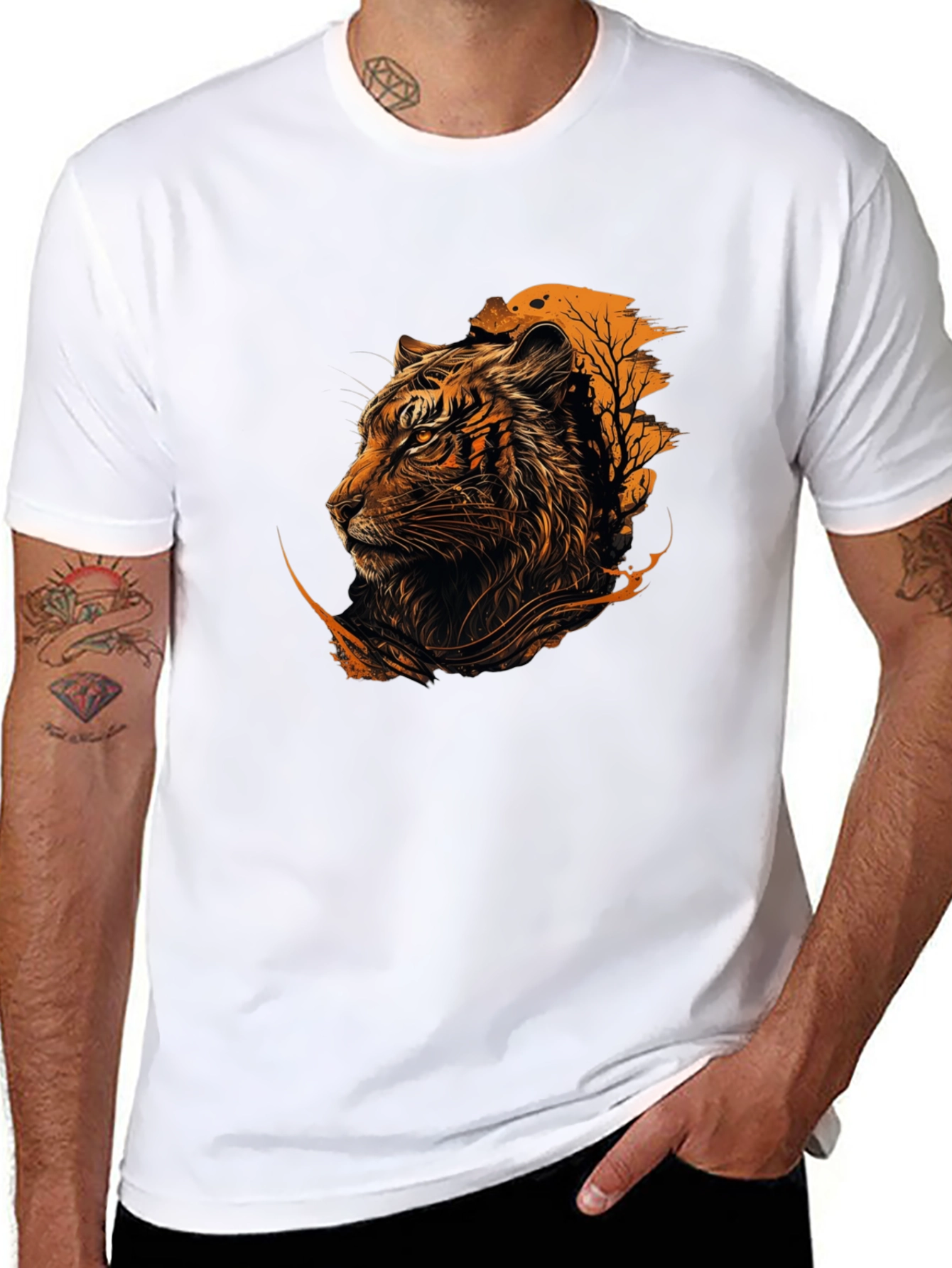 Tiger Graphic Print Black T-Shirt