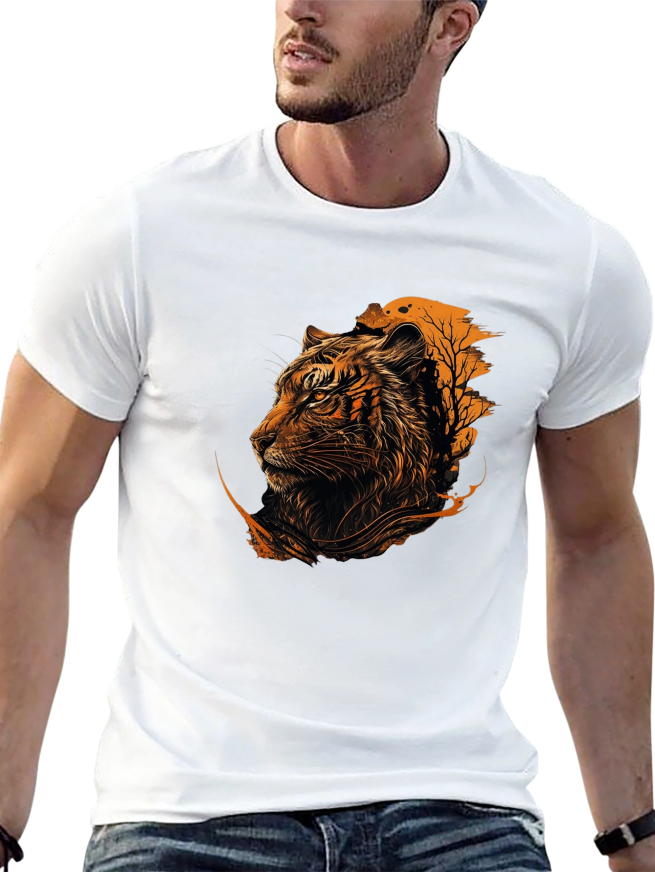 Tiger Graphic Print Black T-Shirt