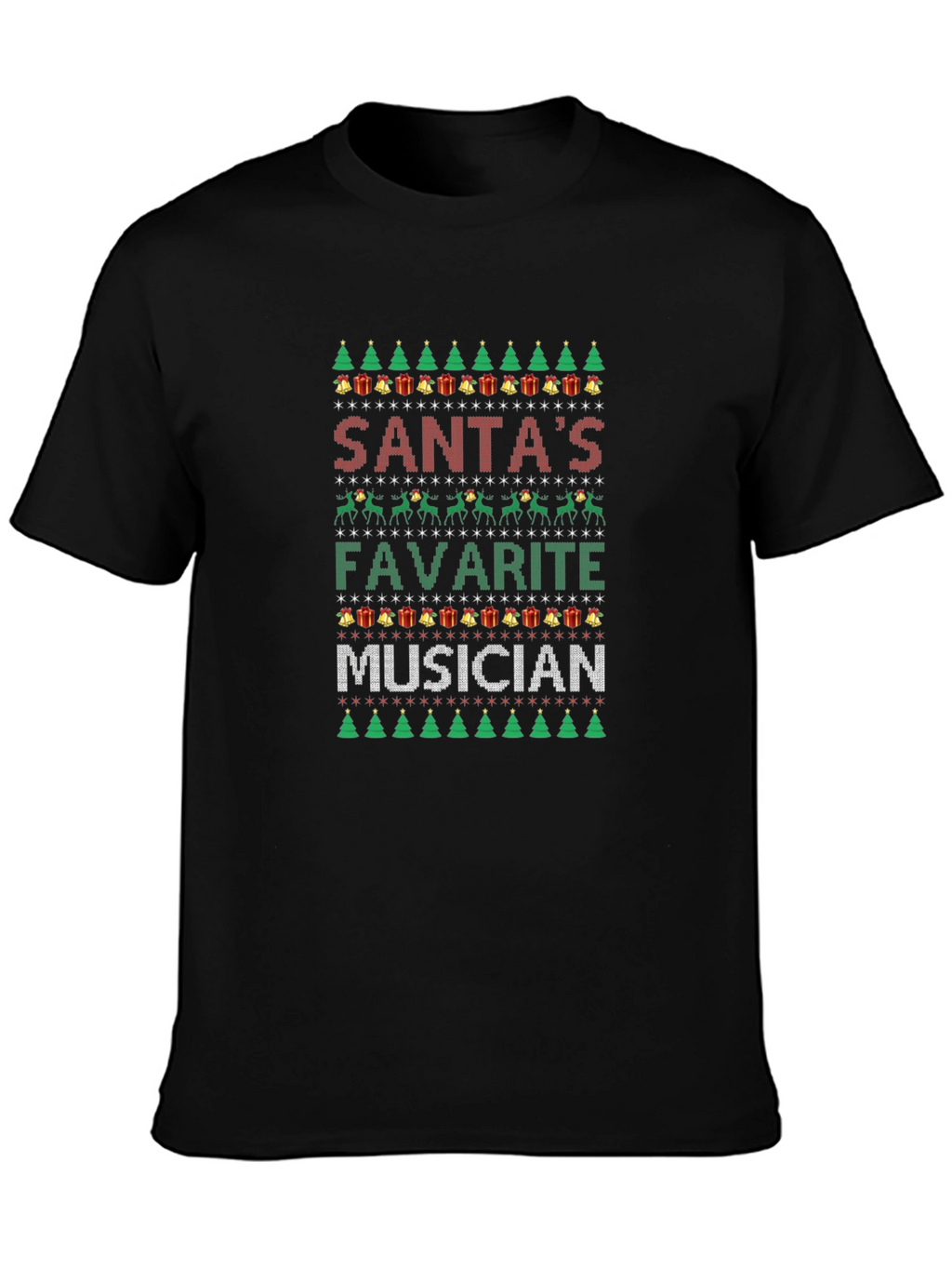 Santas Favorite Musician Ugly Christmas Sweater T-Shirt