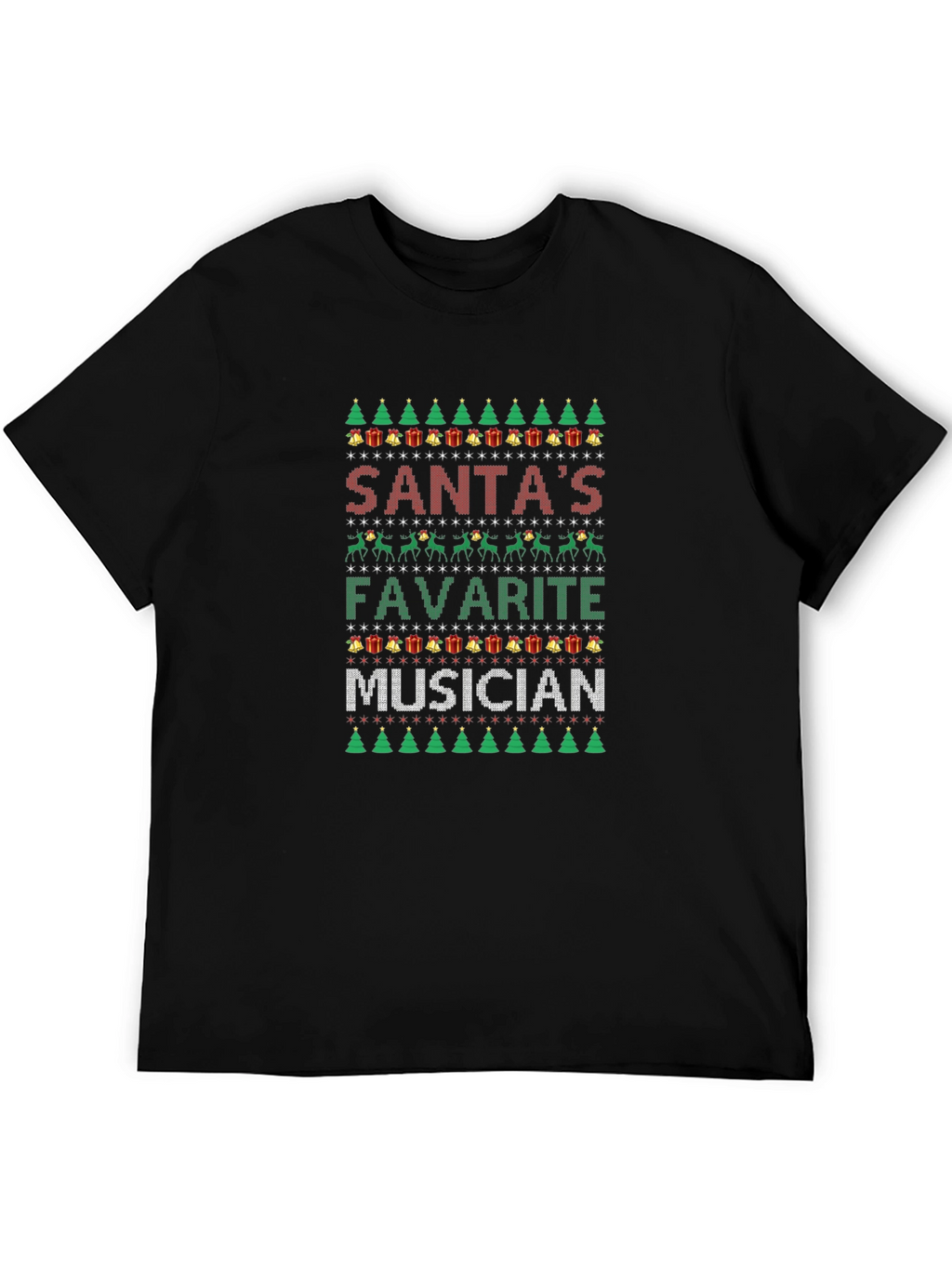 Santas Favorite Musician Ugly Christmas Sweater T-Shirt