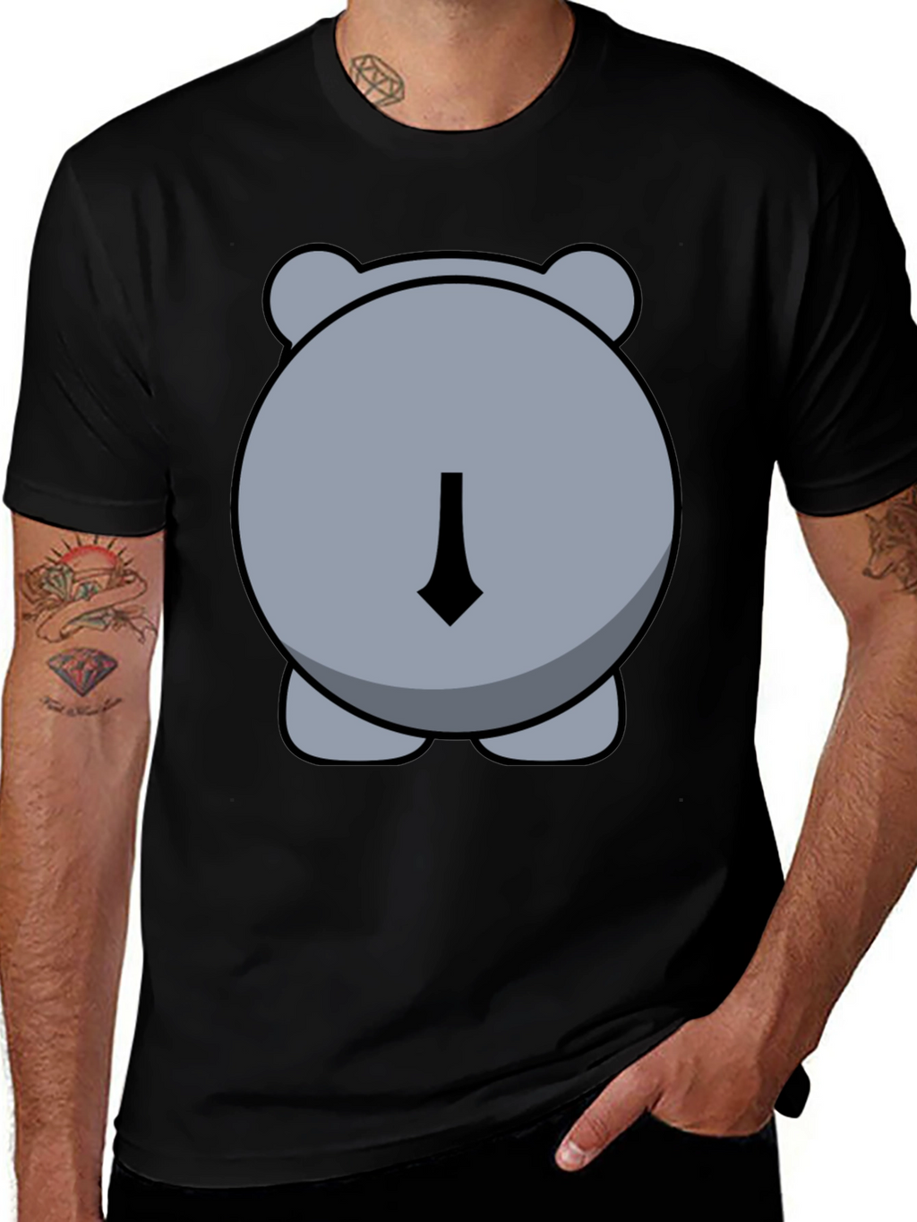 Funny Hippo Butt Graphic Tee - Unisex Black T-Shirt