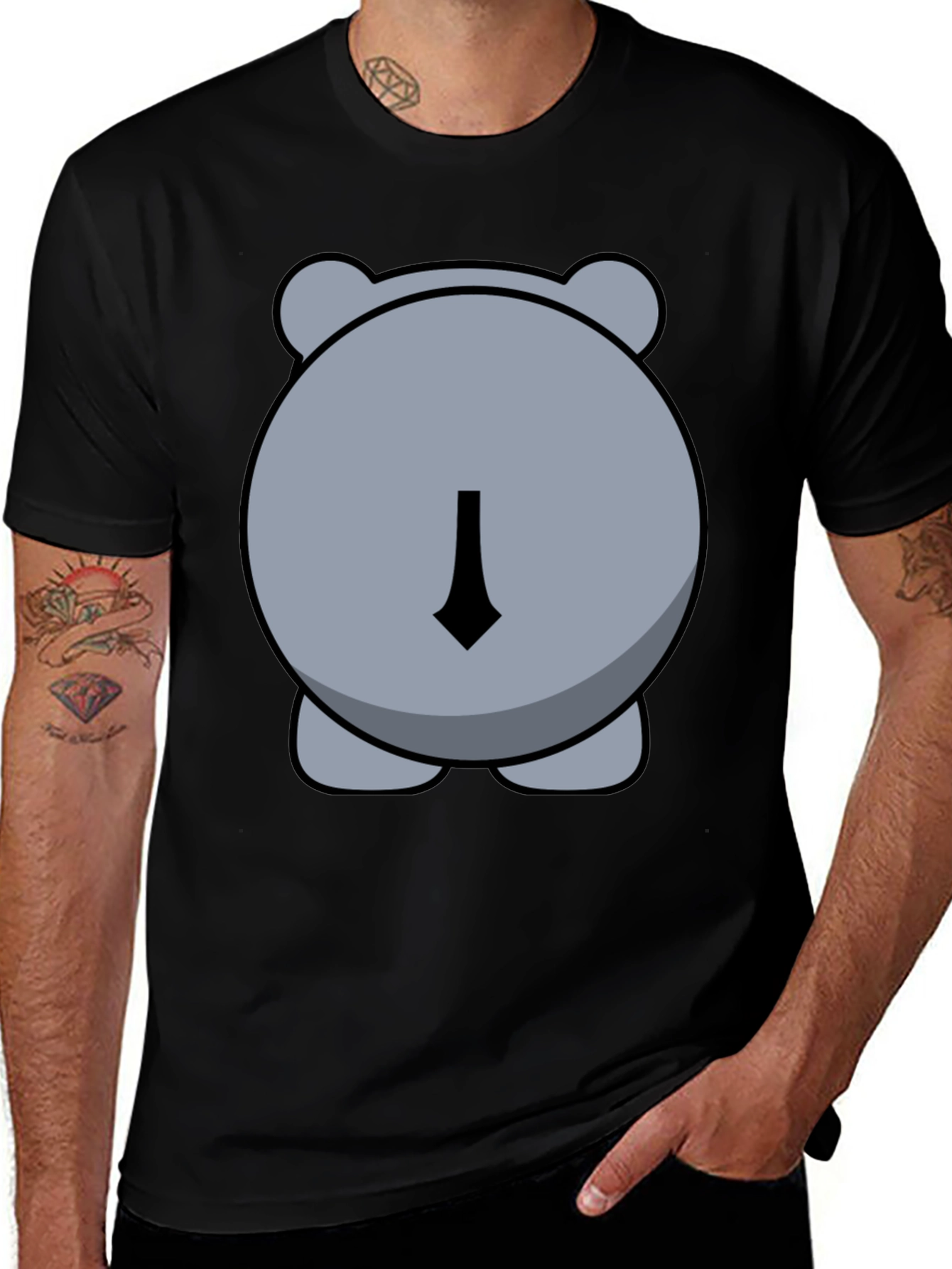 Funny Hippo Butt Graphic Tee - Unisex Black T-Shirt