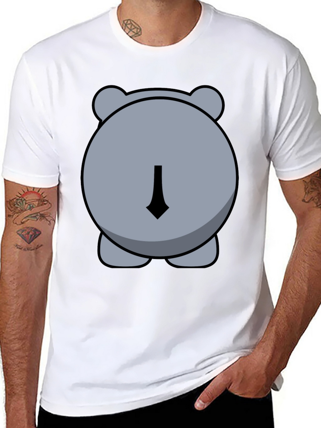 Funny Hippo Butt Graphic Tee - Unisex Black T-Shirt