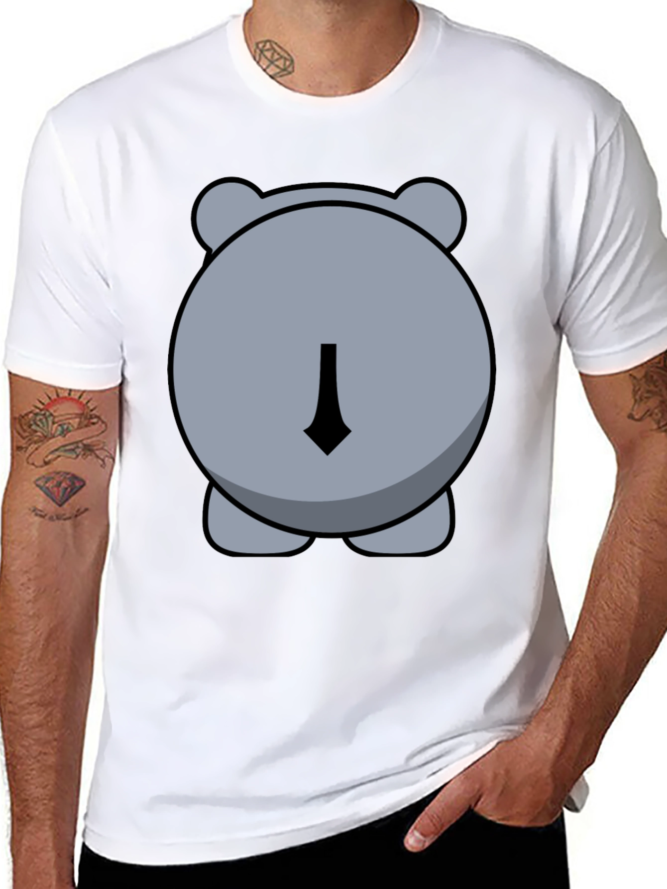 Funny Hippo Butt Graphic Tee - Unisex Black T-Shirt