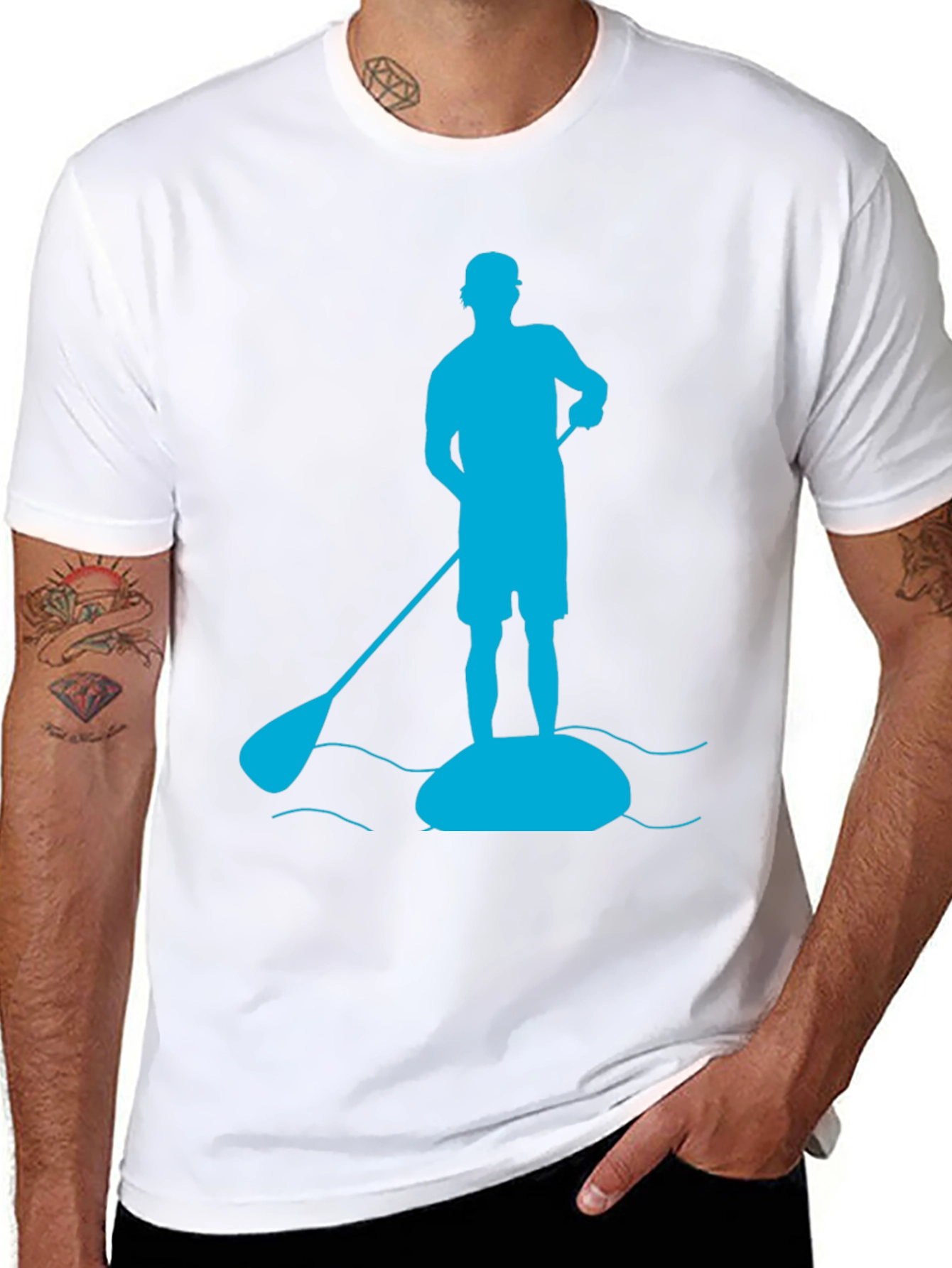 Paddle Boarding T-Shirt - Mens Black Tee