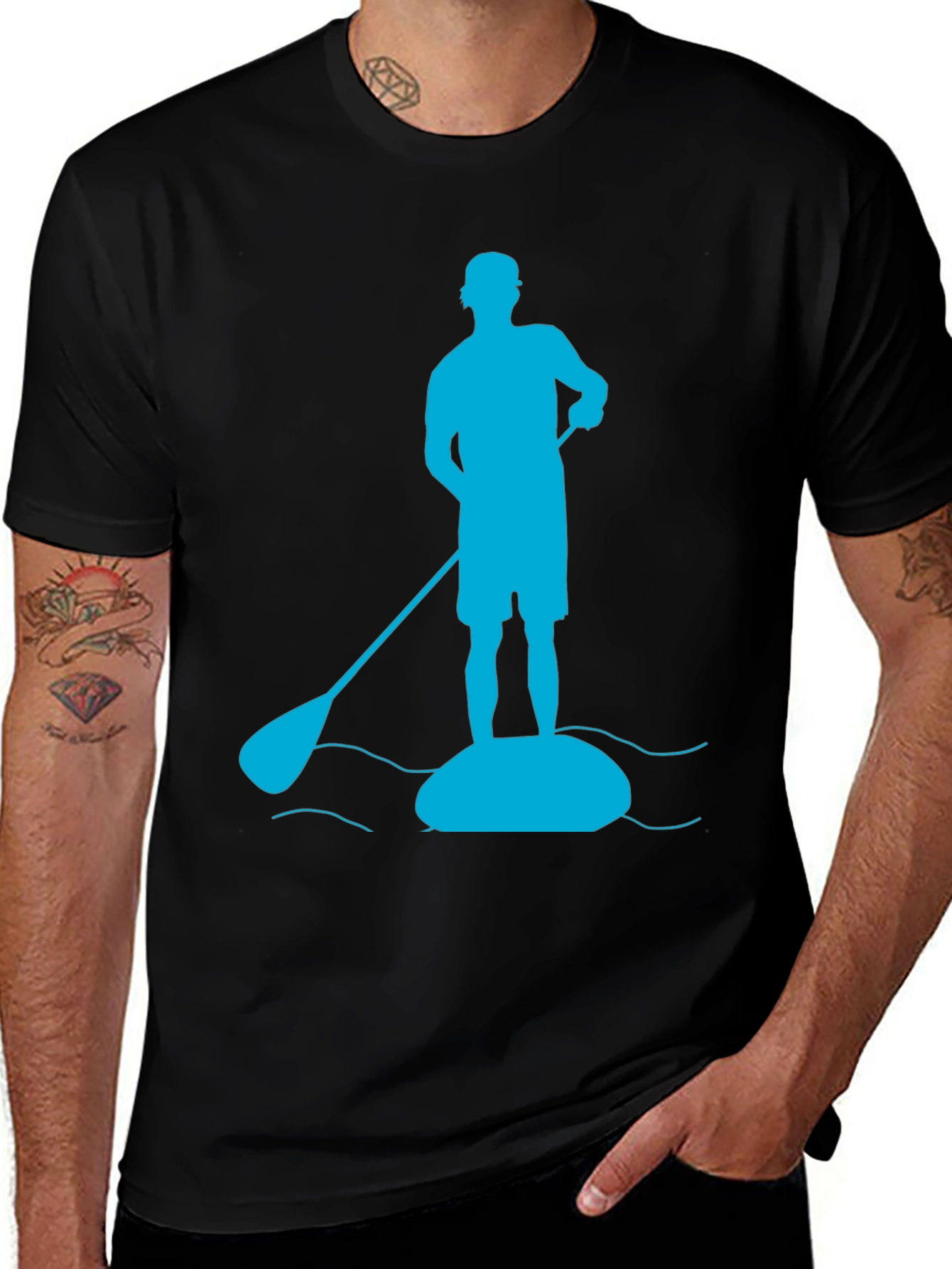 Paddle Boarding T-Shirt - Mens Black Tee
