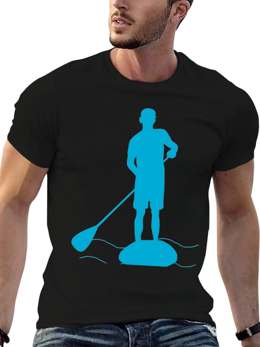 Paddle Boarding T-Shirt - Mens Black Tee
