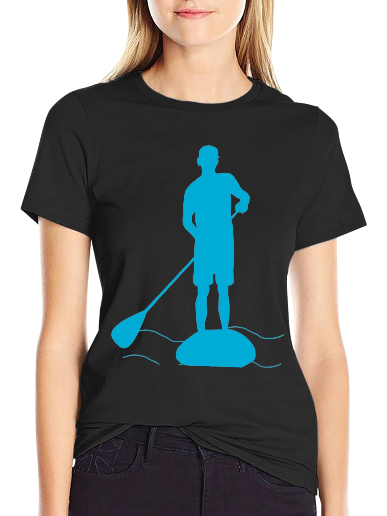 Paddle Boarding T-Shirt - Mens Black Tee