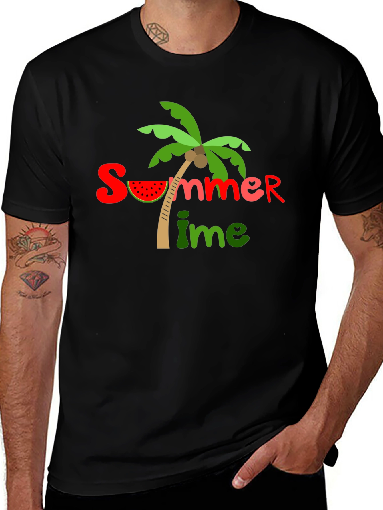 Summer Time Graphic Black T-Shirt