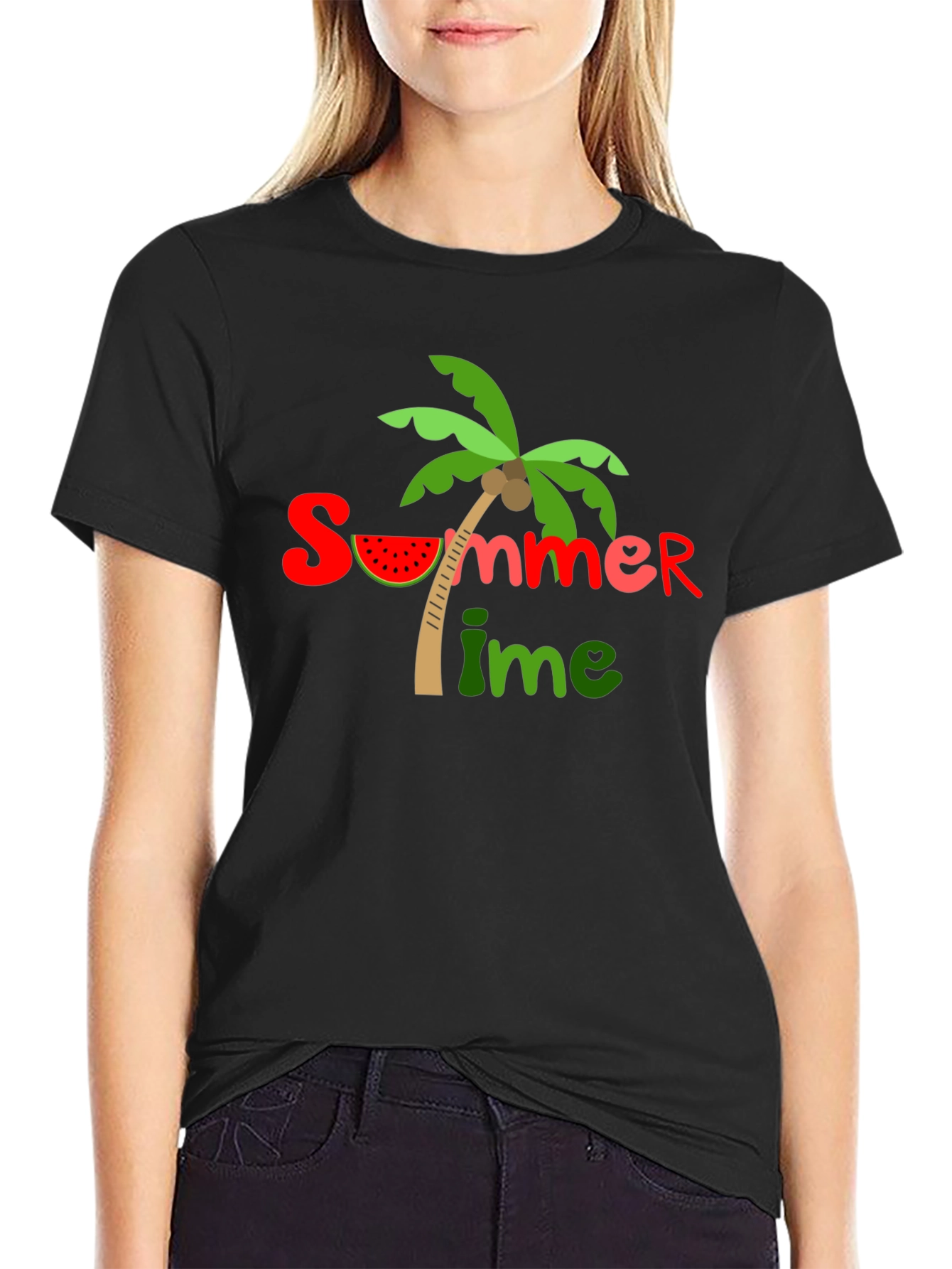 Summer Time Graphic Black T-Shirt