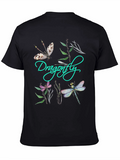 Dragonfly Graphic Print Black T-Shirt