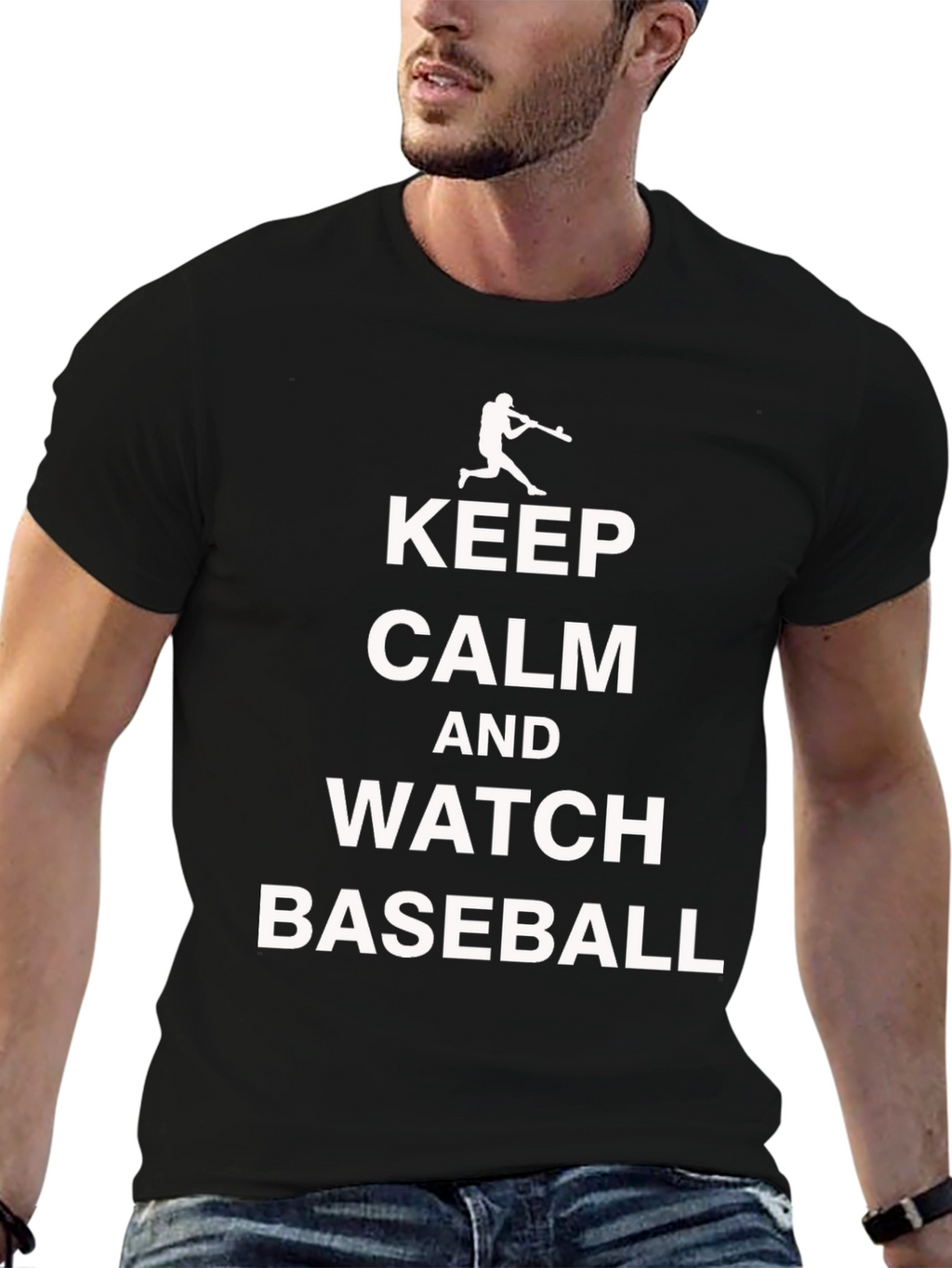 Keep Calm and Watch Baseball Black T-Shirt