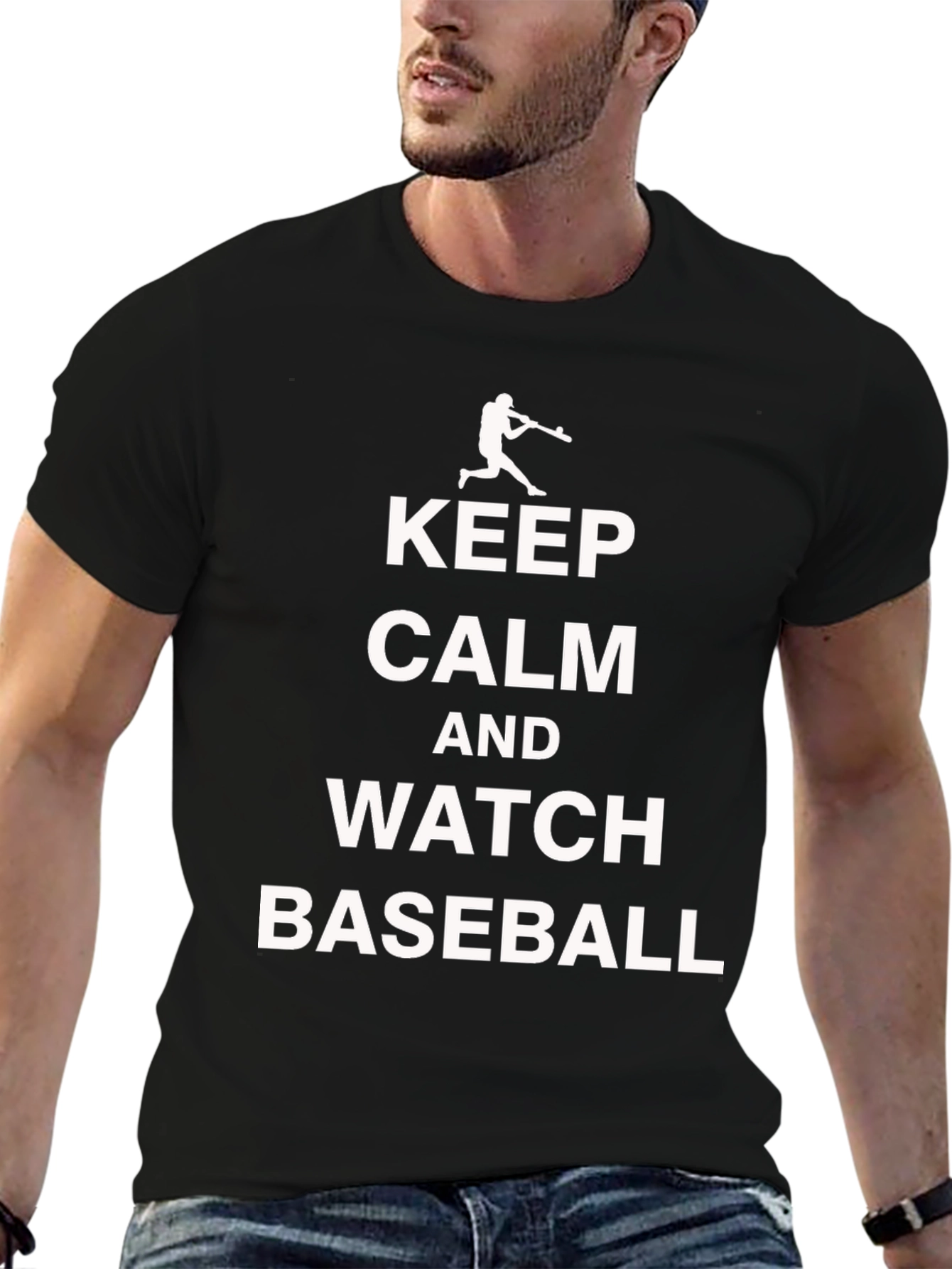 Keep Calm and Watch Baseball Black T-Shirt