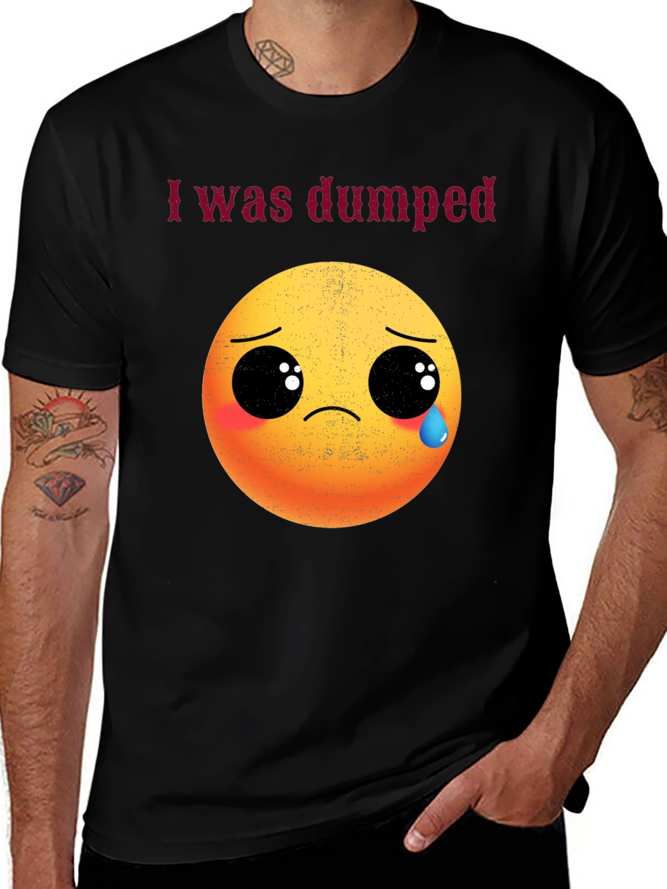 I Was Dumped T-Shirt - Funny Emoji Graphic Tee