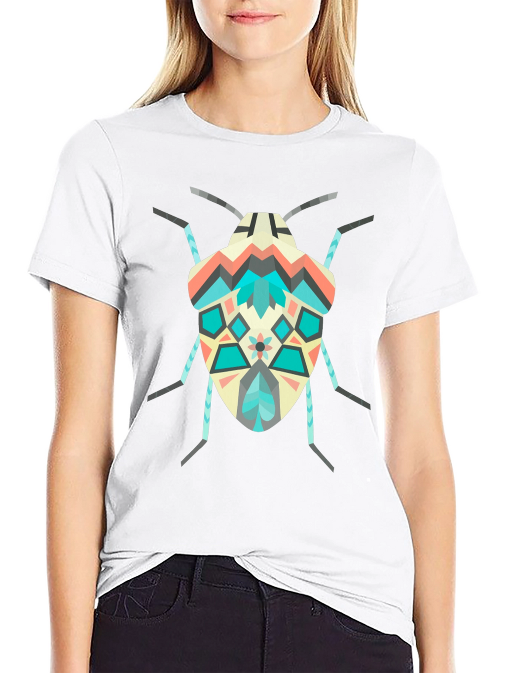 Geometric Bug Graphic Tee - Modern Insect Shirt