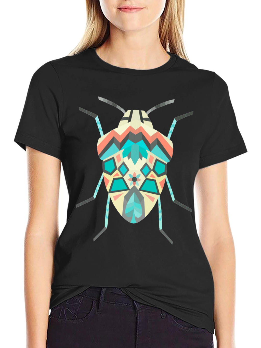 Geometric Bug Graphic Tee - Modern Insect Shirt