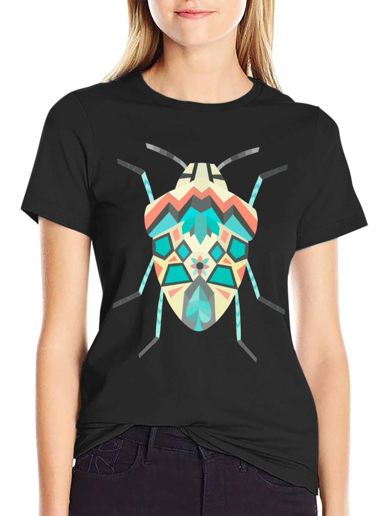 Geometric Bug Graphic Tee - Modern Insect Shirt