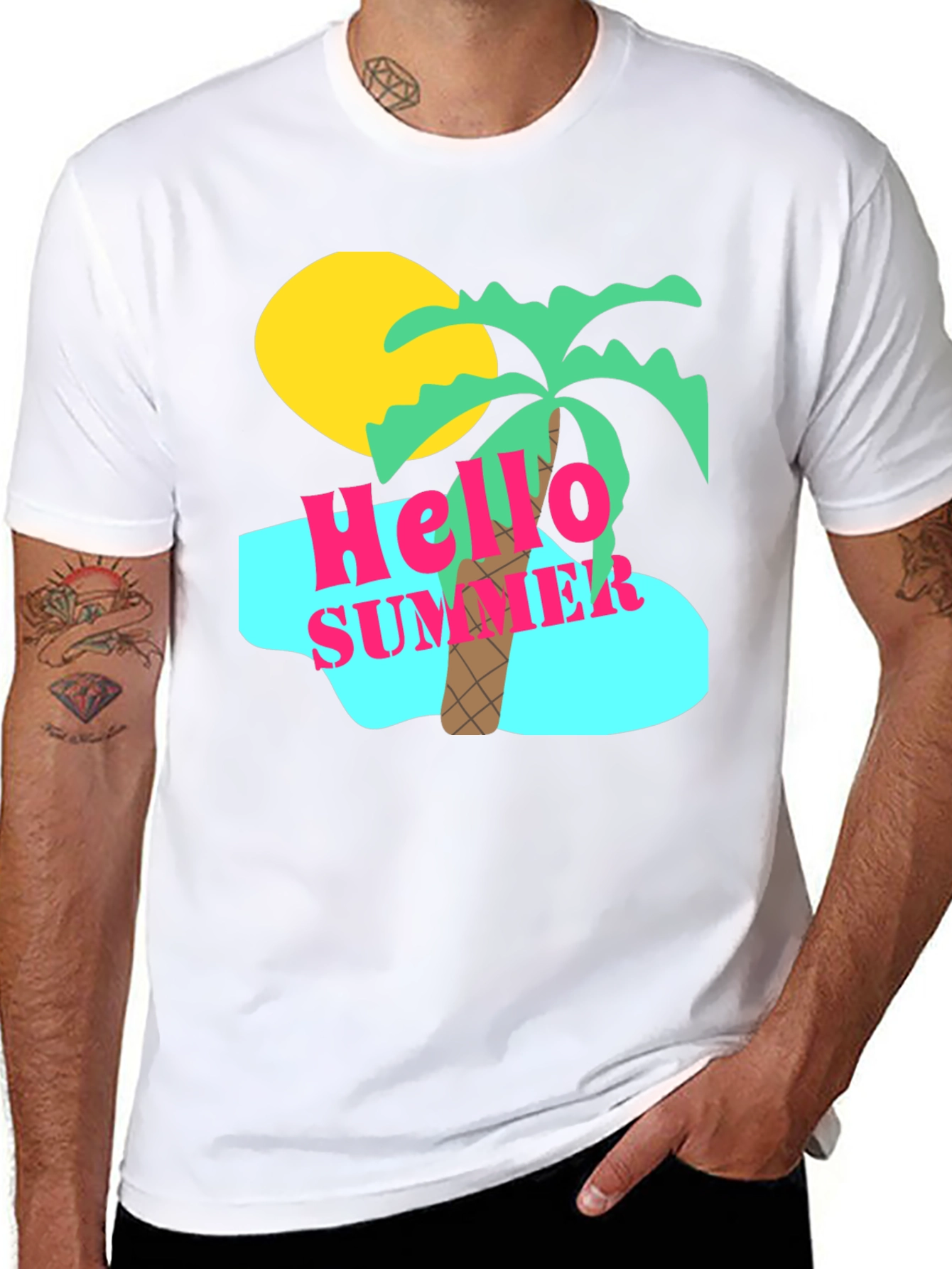 Hello Summer Graphic Tee - Beach Vibes T-Shirt