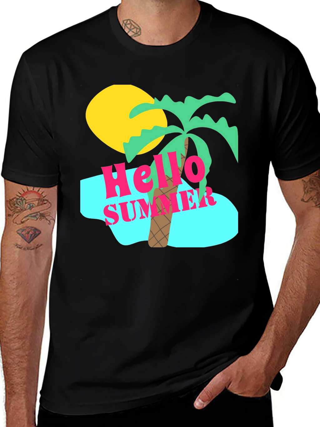 Hello Summer Graphic Tee - Beach Vibes T-Shirt