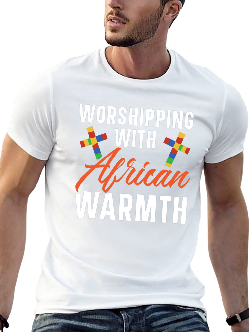 Worshipping with African Warmth Black T-Shirt