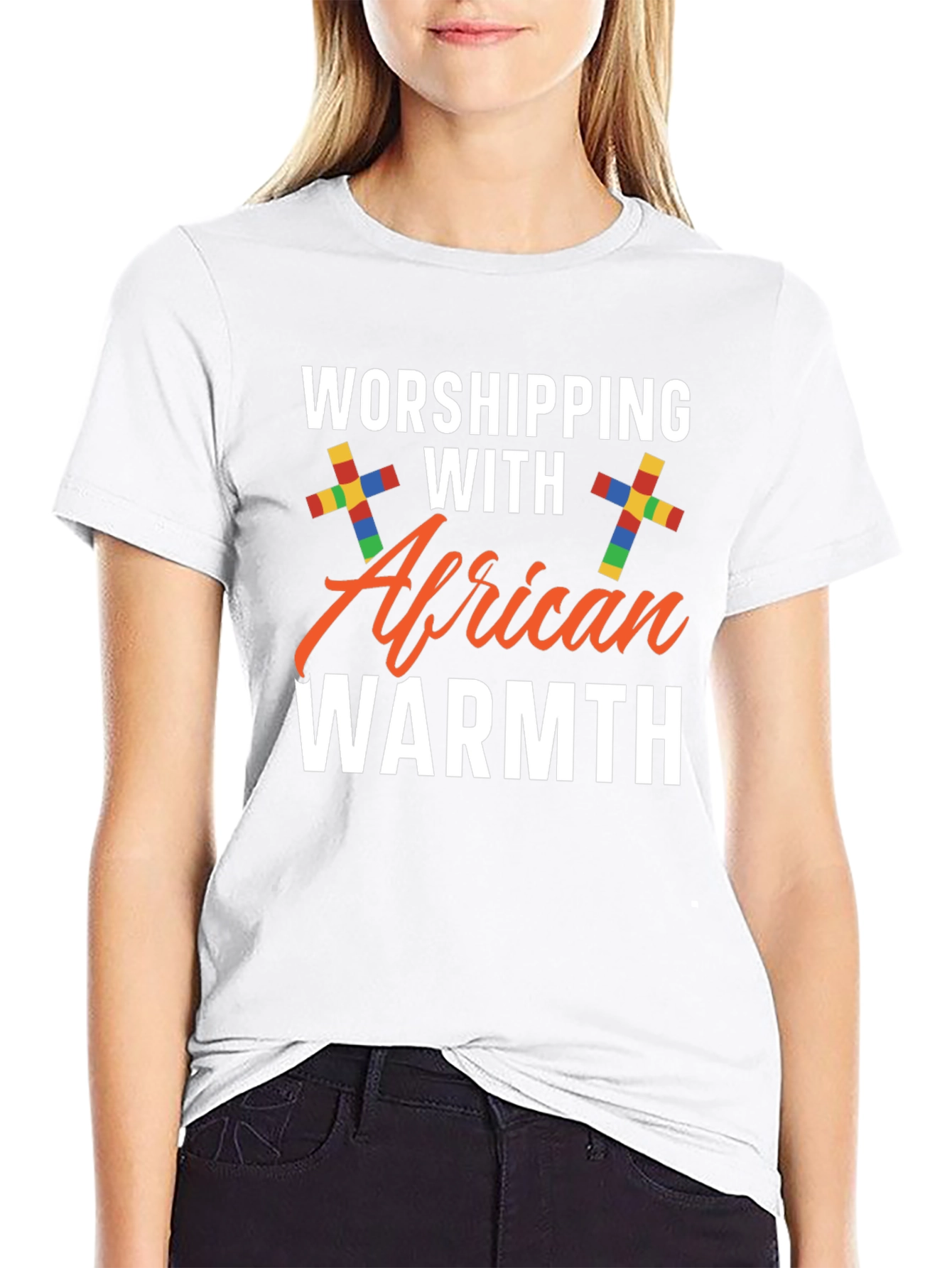 Worshipping with African Warmth Black T-Shirt