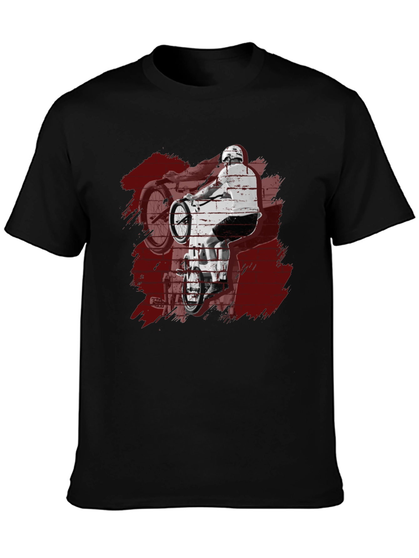 Mens Black Graphic Tee - BMX Rider Design