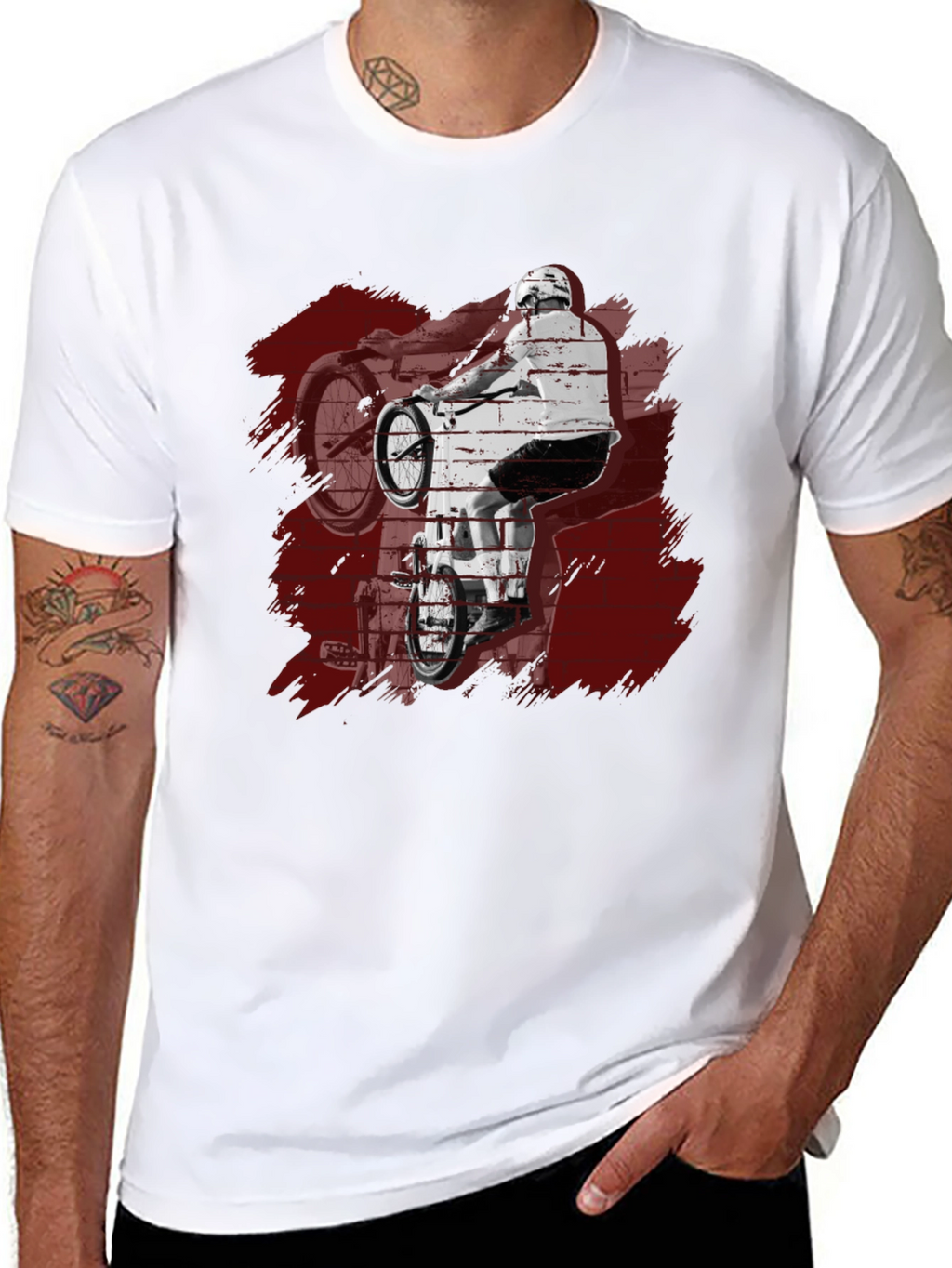 Mens Black Graphic Tee - BMX Rider Design