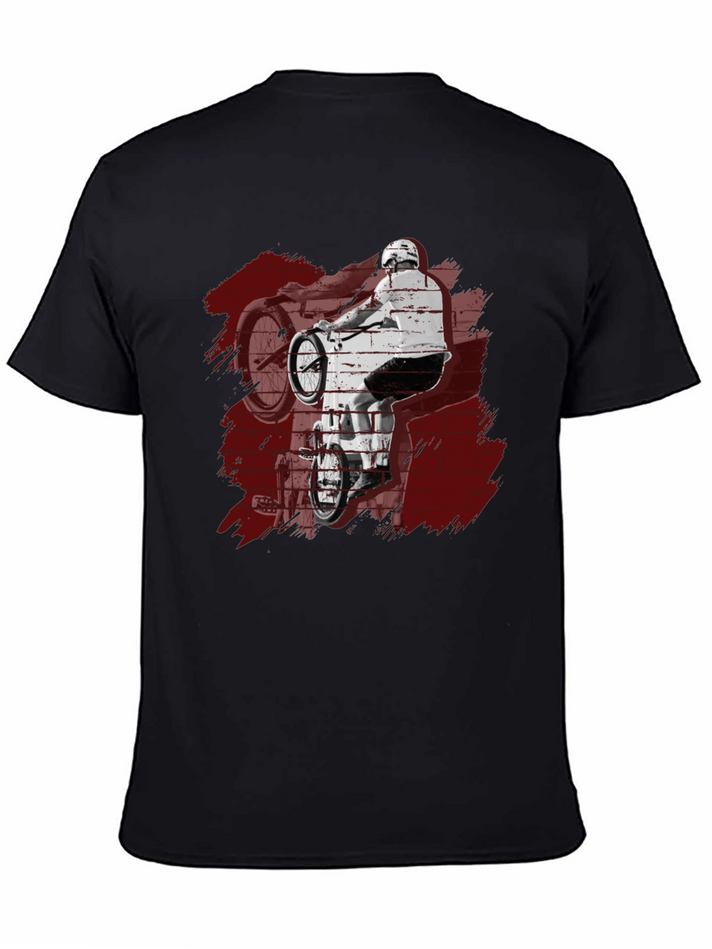 Mens Black Graphic Tee - BMX Rider Design