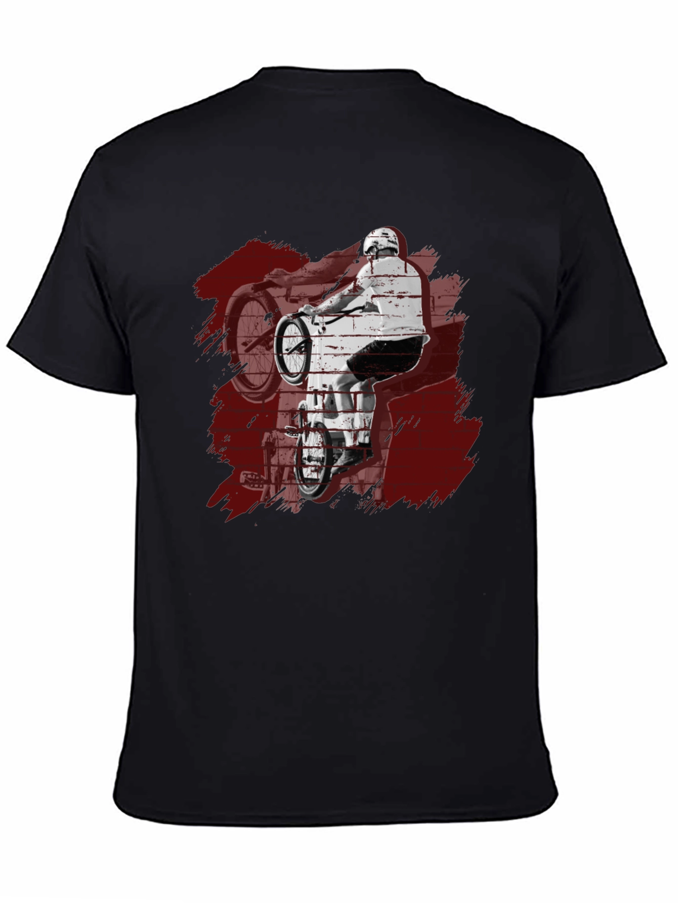 Mens Black Graphic Tee - BMX Rider Design