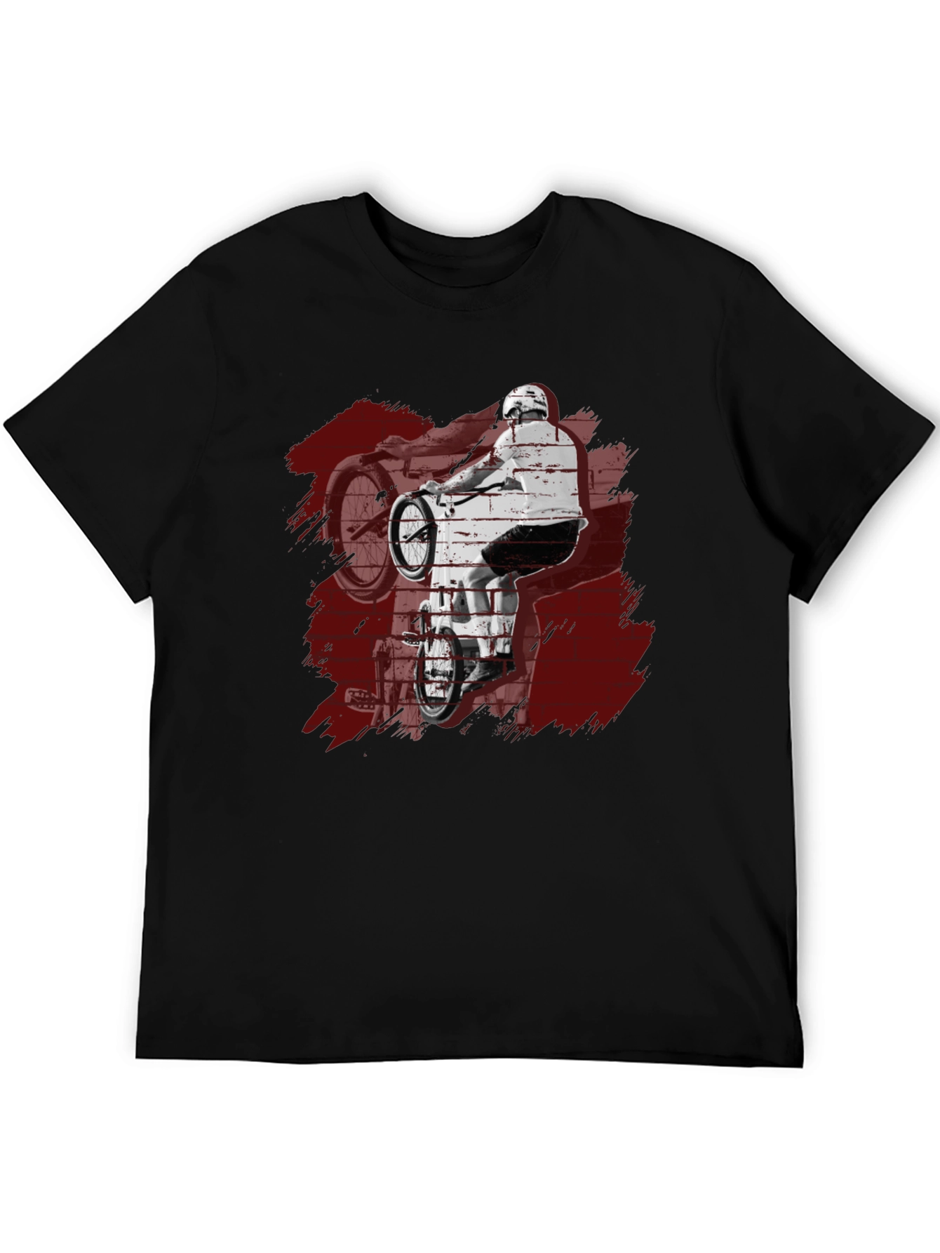 Mens Black Graphic Tee - BMX Rider Design