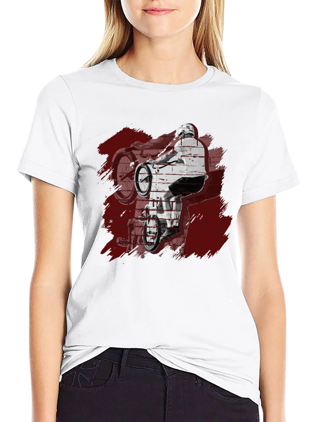 Mens Black Graphic Tee - BMX Rider Design