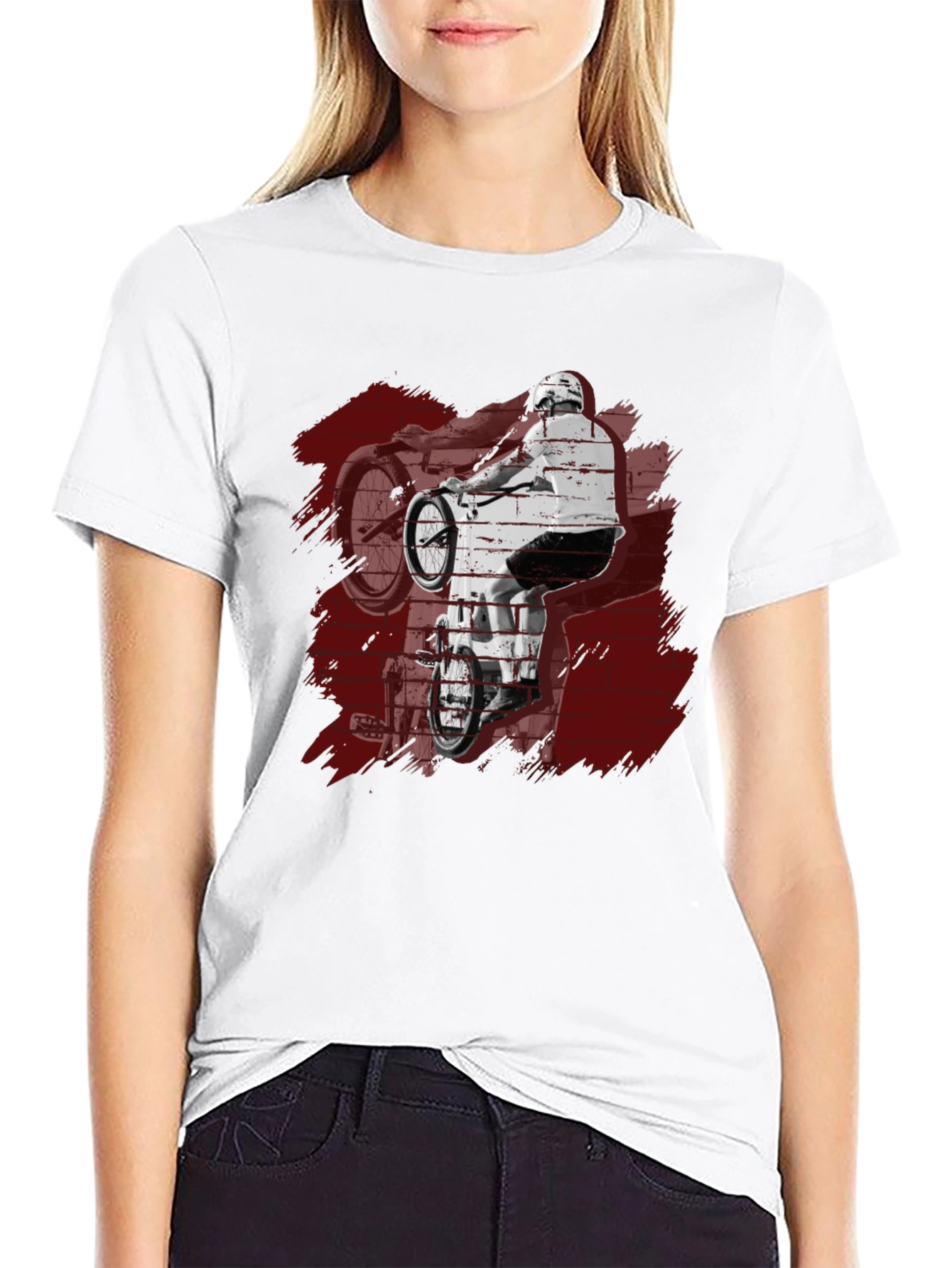 Mens Black Graphic Tee - BMX Rider Design