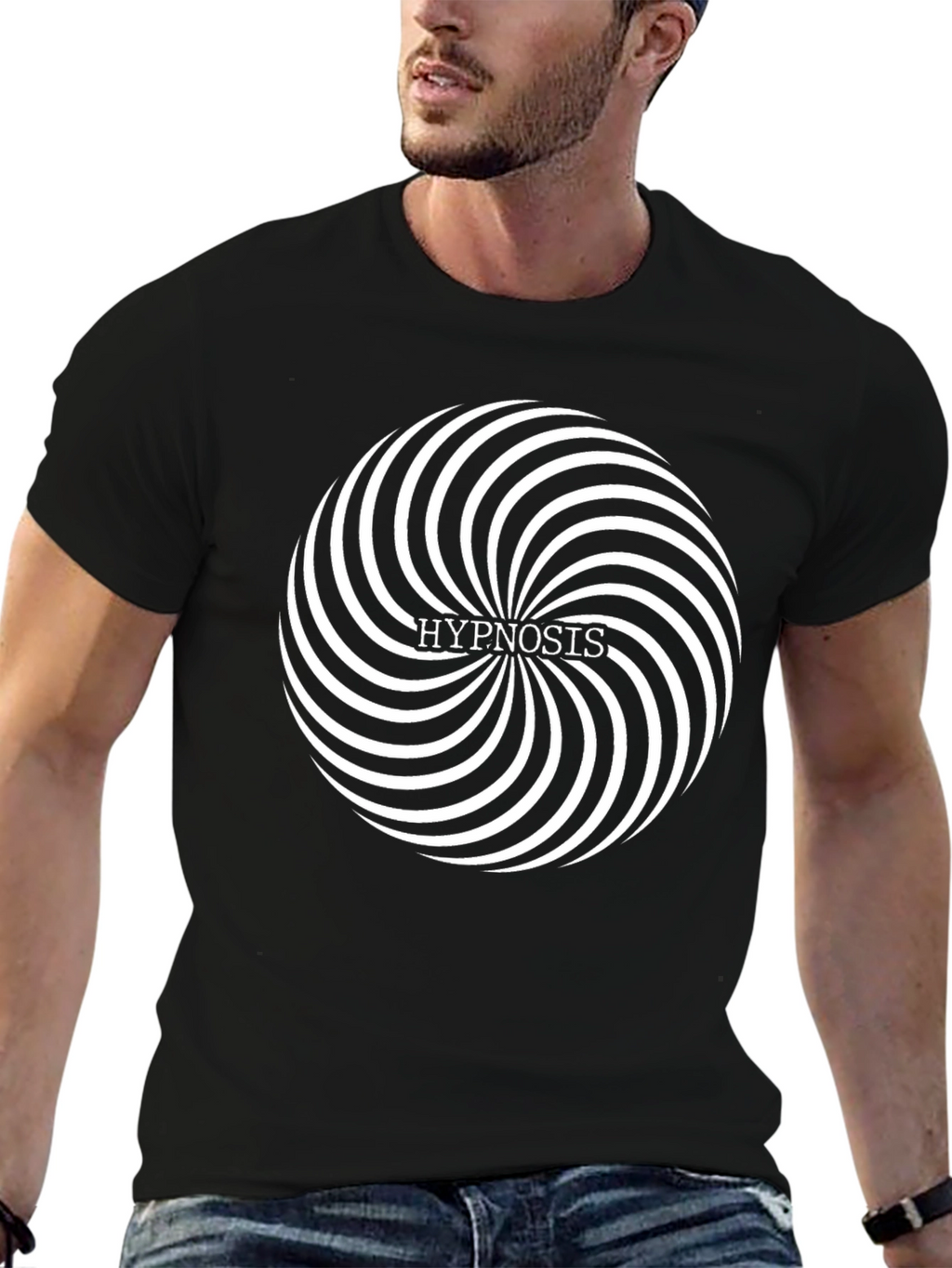 Hypnosis Spiral Graphic T-Shirt - Black