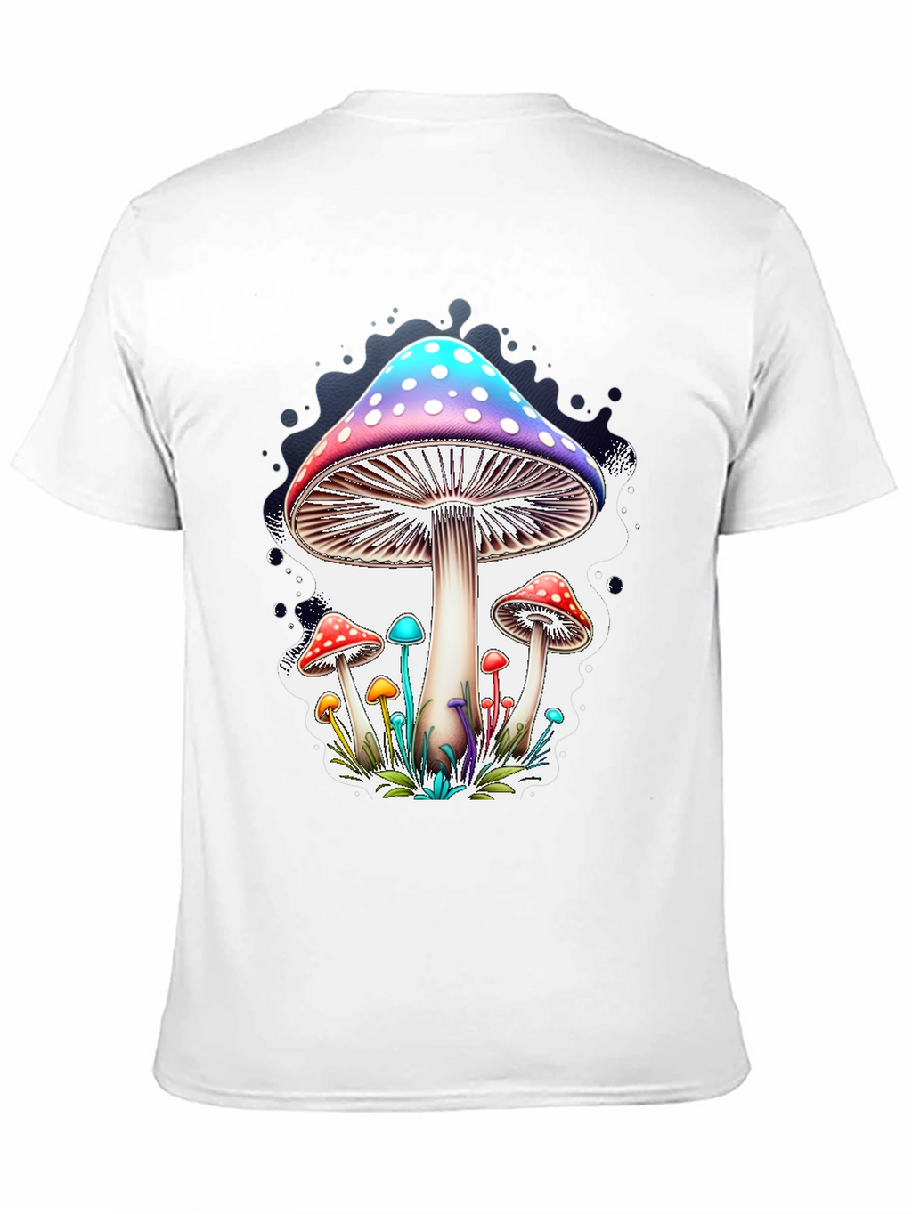 Mushroom Print Black T-Shirt