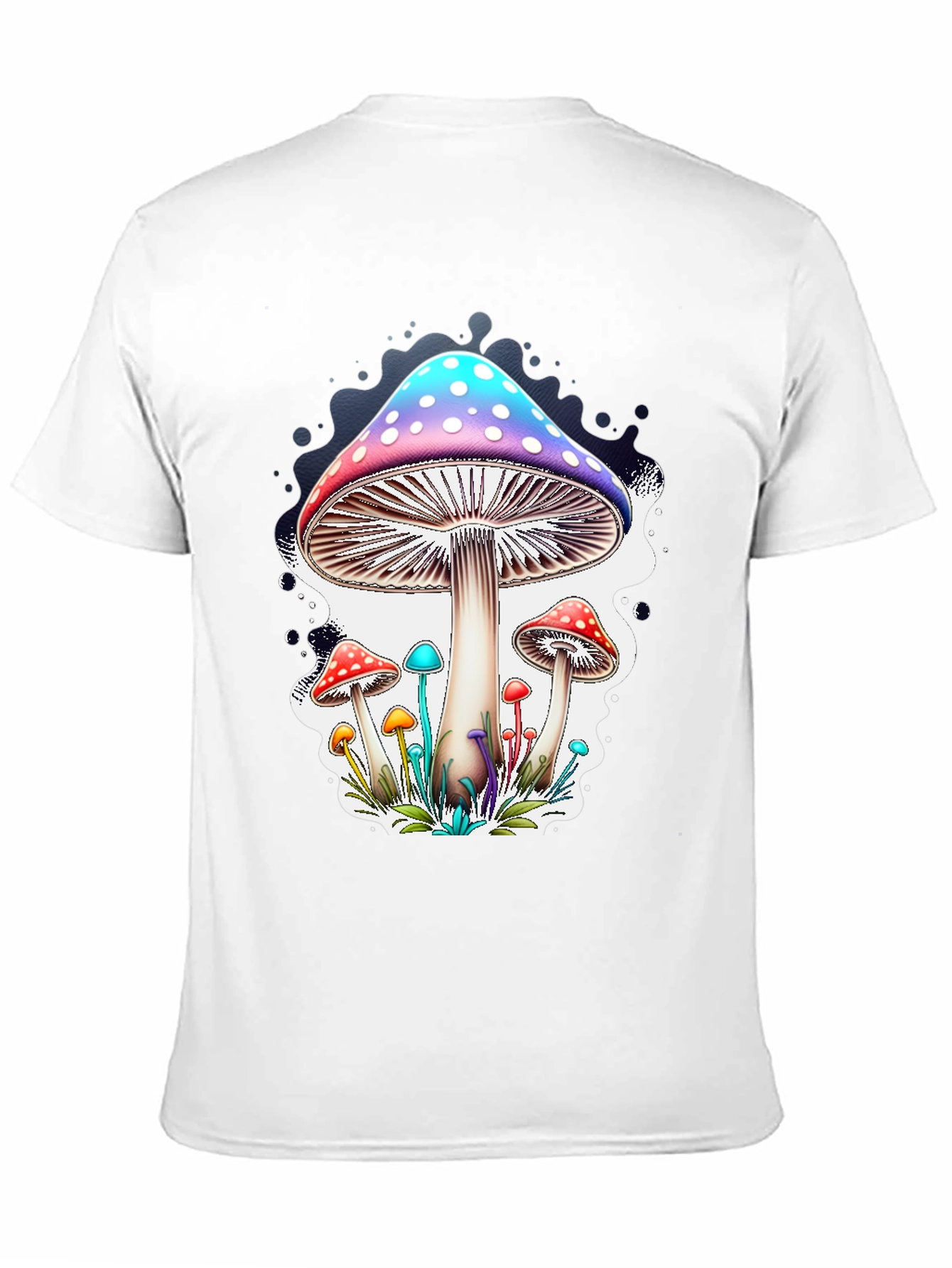 Mushroom Print Black T-Shirt