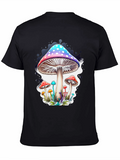Mushroom Print Black T-Shirt