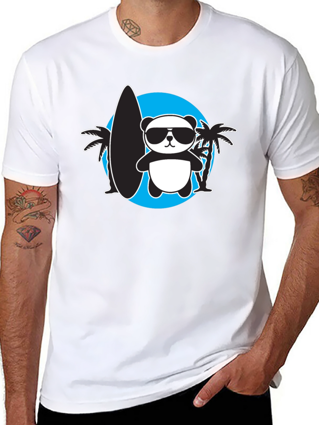 Cool Panda Surfer Graphic Tee
