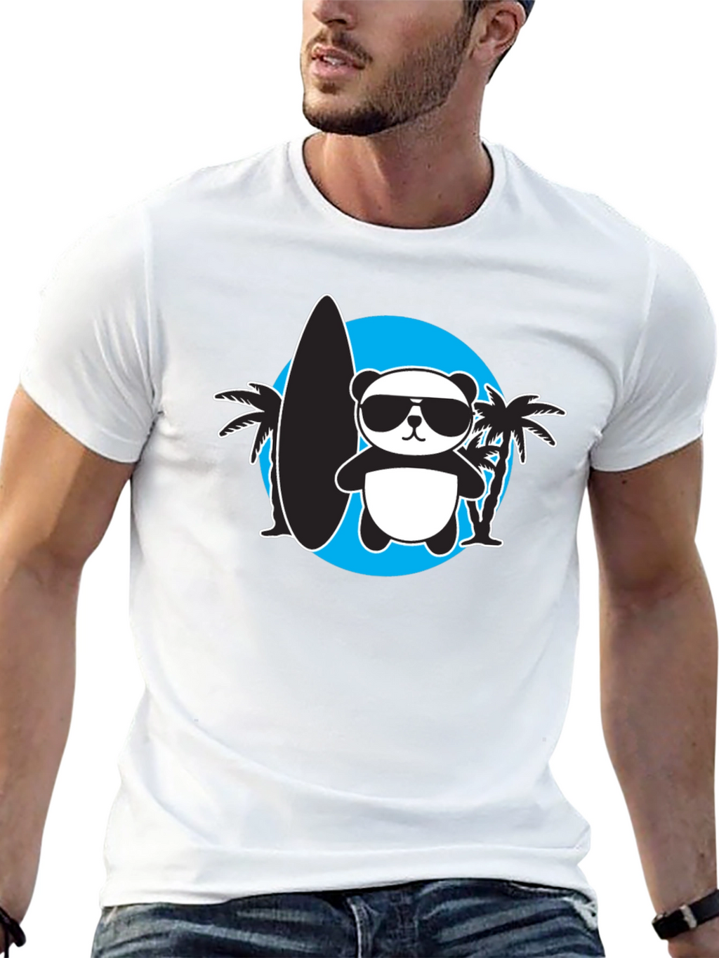 Cool Panda Surfer Graphic Tee
