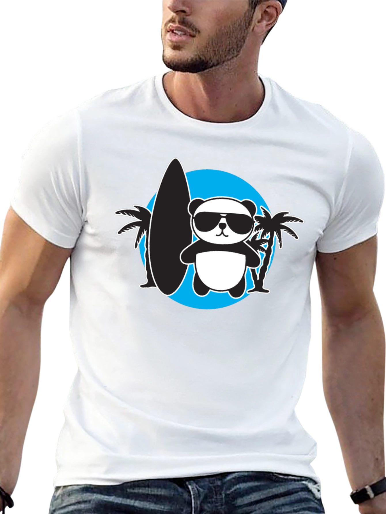 Cool Panda Surfer Graphic Tee