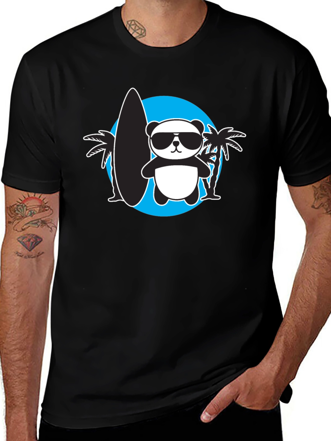 Cool Panda Surfer Graphic Tee