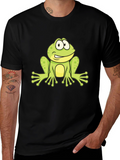Frog Graphic Black T-Shirt - Fun Cartoon Design