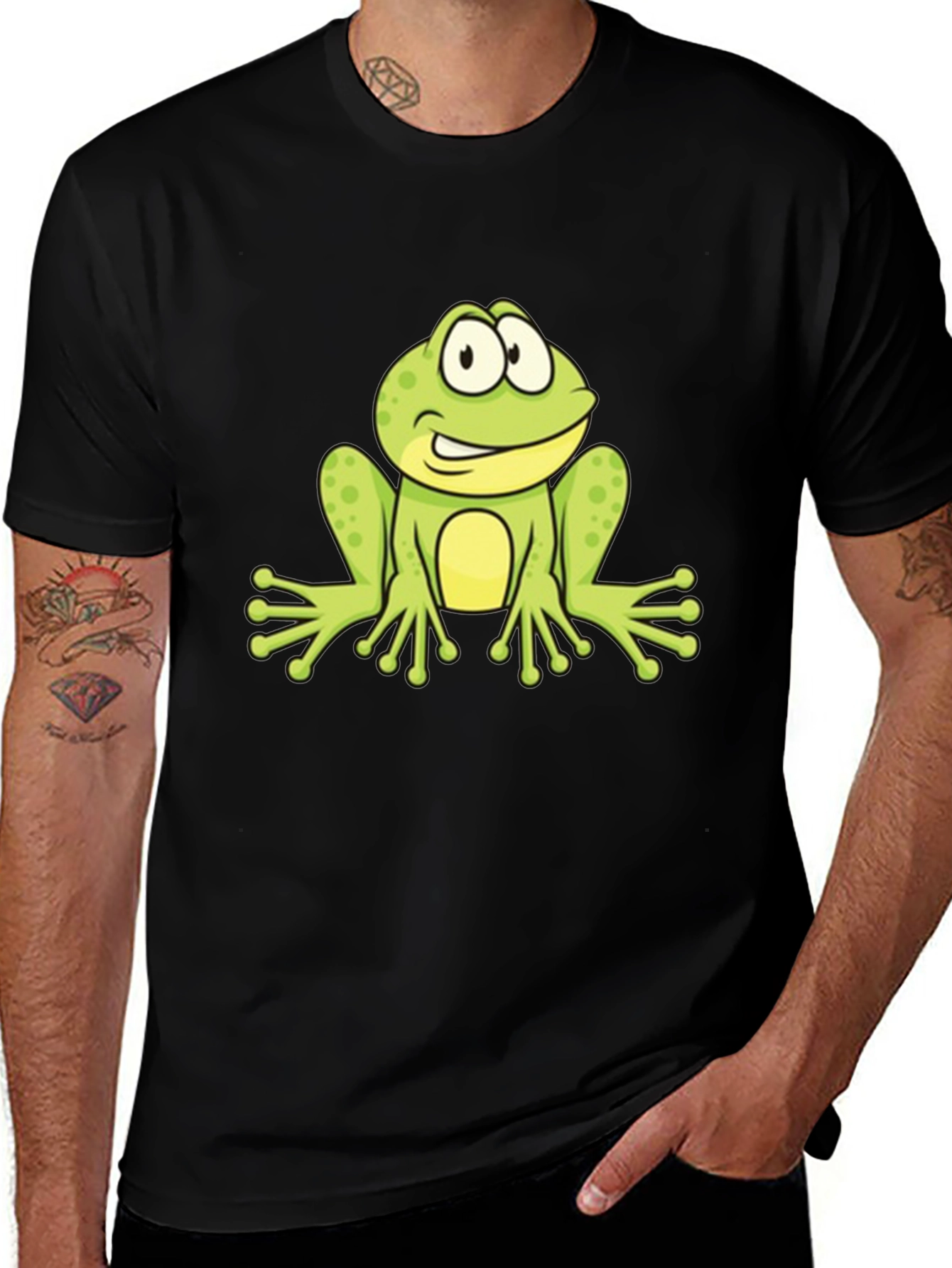 Frog Graphic Black T-Shirt - Fun Cartoon Design