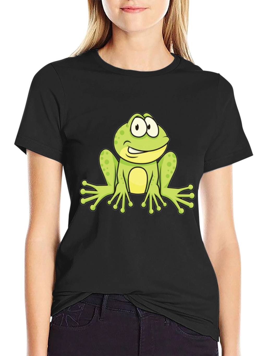 Frog Graphic Black T-Shirt - Fun Cartoon Design