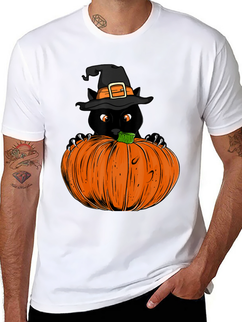 Halloween Black Cat Pumpkin T-Shirt